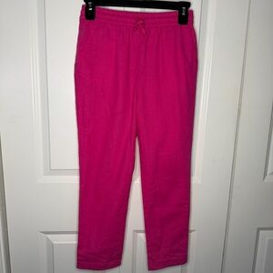 Crewcuts Girls Size 10 Linen Blend Pants Pull On Hot Pink J.Crew EUC Spring Kids